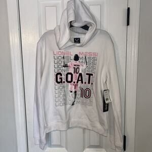 Kids' Messi G.O.A.T Hoodie Size L (14/16) White/ Pink / Black DS W/ Tags